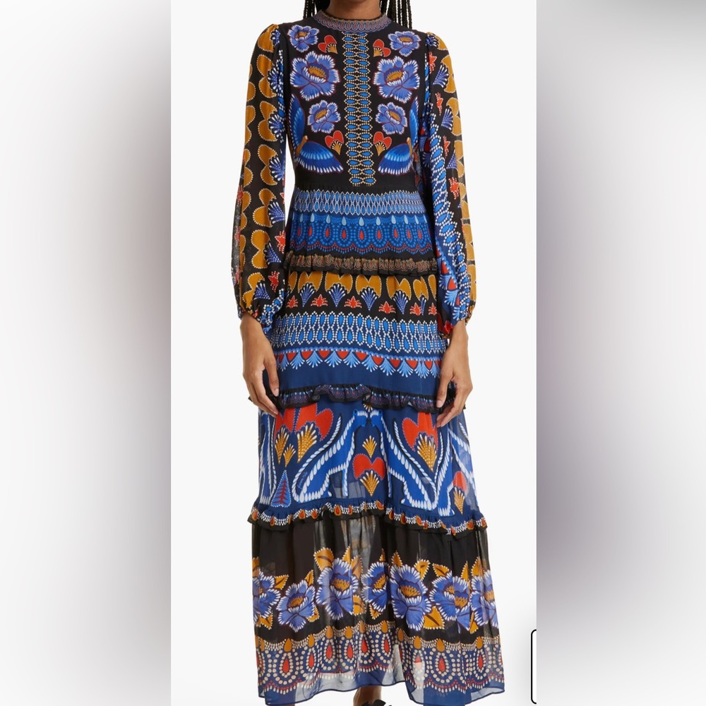 FARM Rio Ainika Long Sleeve Chiffon Dress